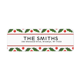 Holly Berry Christmas Pattern Address Label