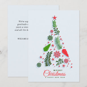 Holly Berry Christmas Tree Corporate Greeting Holiday Card
