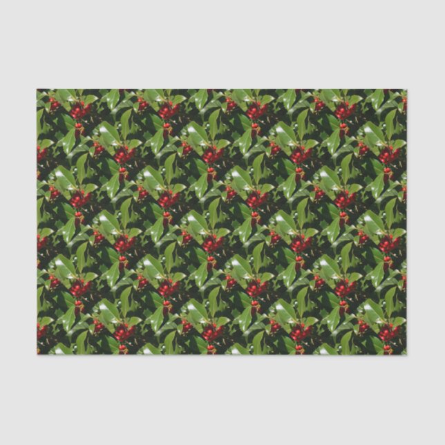 Holly Berry Christmas Wrapping Paper (Front)