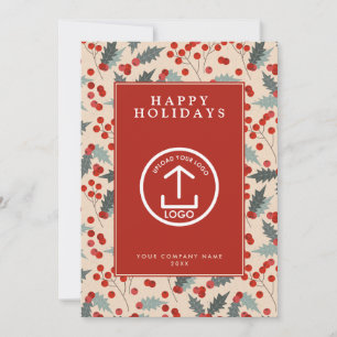 Holly Berry Corporate Business Logo Christmas Invitation