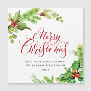 Holly Berry Corporate Christmas Greeting Magnetic