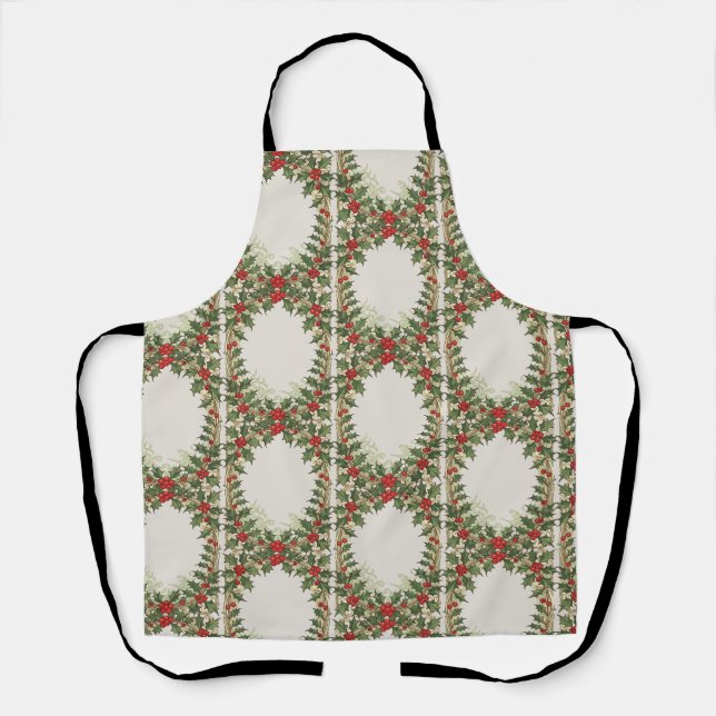 Holly Berry Decorative Christmas Border  Apron (Front)