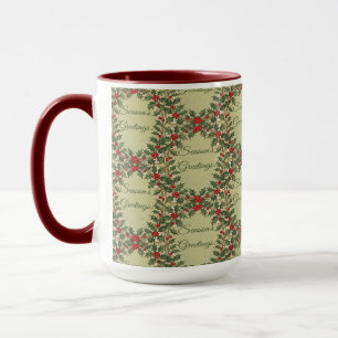 Holly-Berry Decorative Christmas-Holiday Greetings Mug