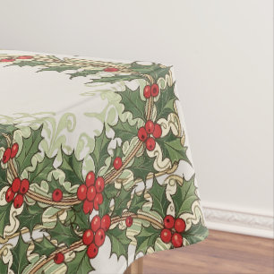 Holly-Berry Decorative Christmas-Holiday Tablecloth