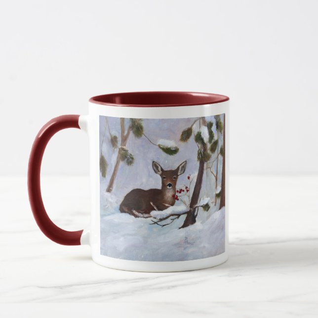 Holly Berry Deer Mug (Left)