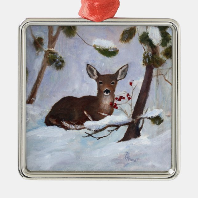 Holly Berry Deer Ornament (Front)