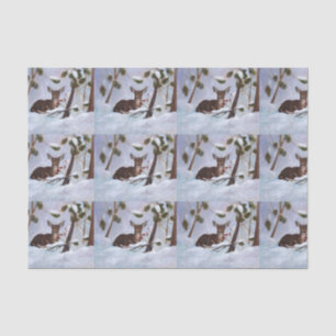 Holly Berry Deer Tissue Paper