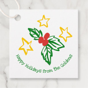 Holly Berry Doodle CHRISTMAS Holiday Gift To From Favour Tags