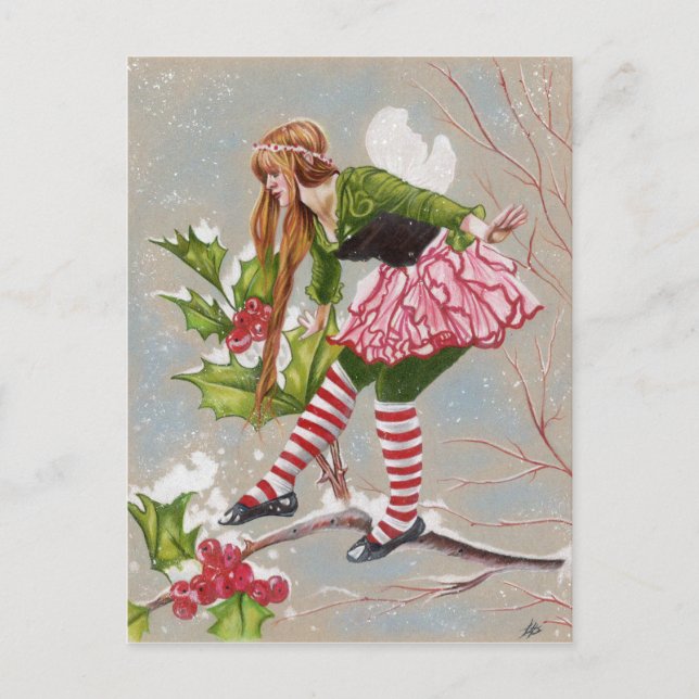 Holly berry fairy Christmas Card (Front)