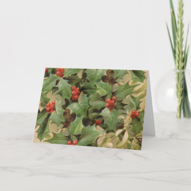 Holly Berry Greenery Christmas Holiday Vintage (Front)