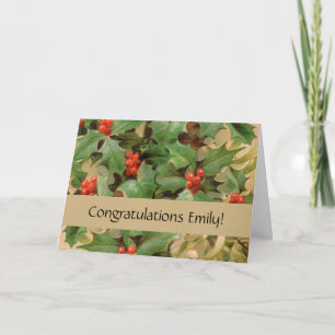 Holly Berry Greenery Christmas Holiday Vintage Card
