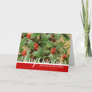 Holly Berry Greenery Christmas Holiday Vintage Card