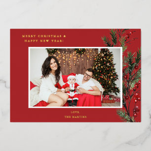 Holly Berry H Photo Holiday or Christmas - Red