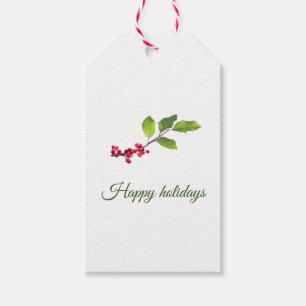 Holly berry happy holidays Christmas Gift Tags