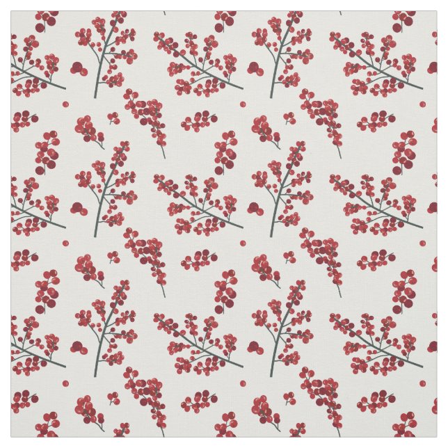 Holly Berry Holiday, Christmas Repeating Pattern Fabric (Swatch)