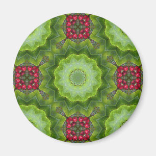 Holly Berry Kaleidoscopic Mandala Design Magnet