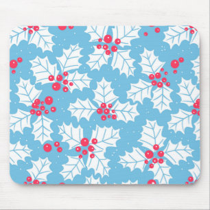 Holly berry on blue mouse mat