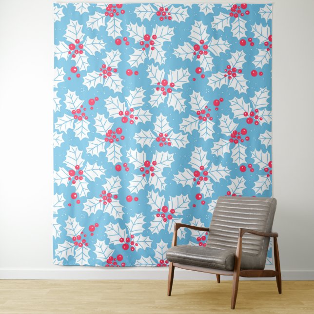 Holly berry on blue tapestry (In Situ)