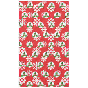 Holly Berry on Red White Snowflakes Pattern Tablecloth