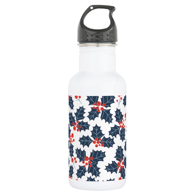 Holly berry on white 532 ml water bottle (Front)