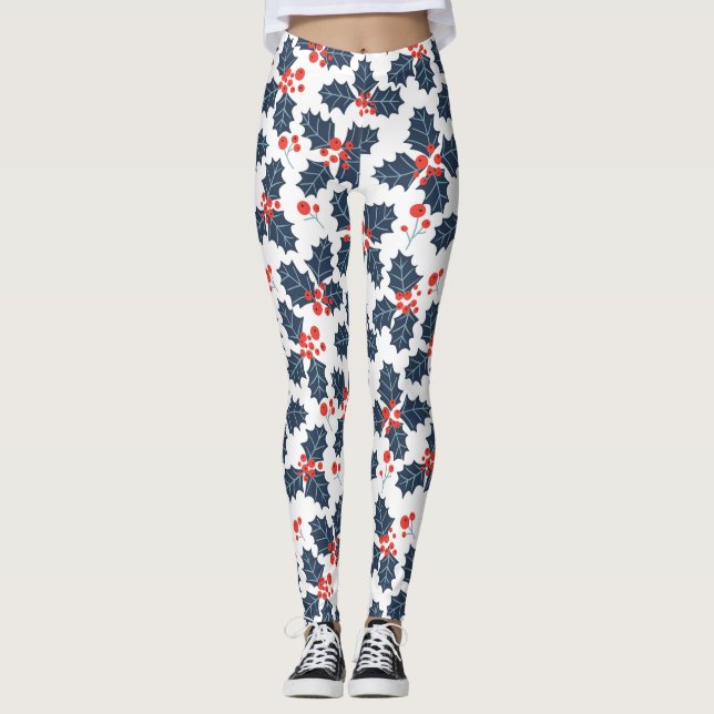 Holly berry on white leggings (Front)