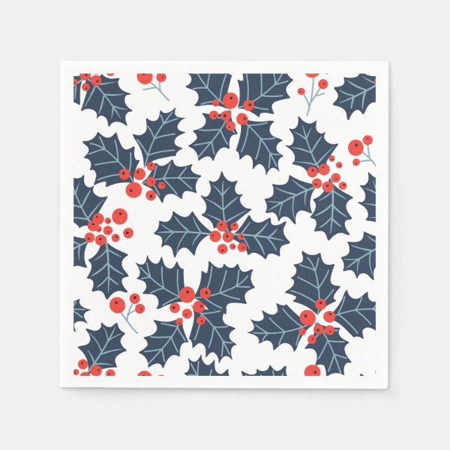 Holly berry on white napkin (Front)