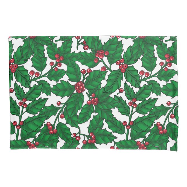 Holly berry on white pillowcase (Front)
