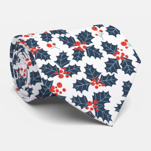 Holly berry on white tie