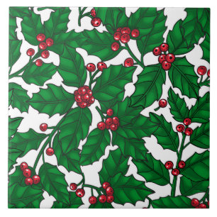Holly berry on white tile