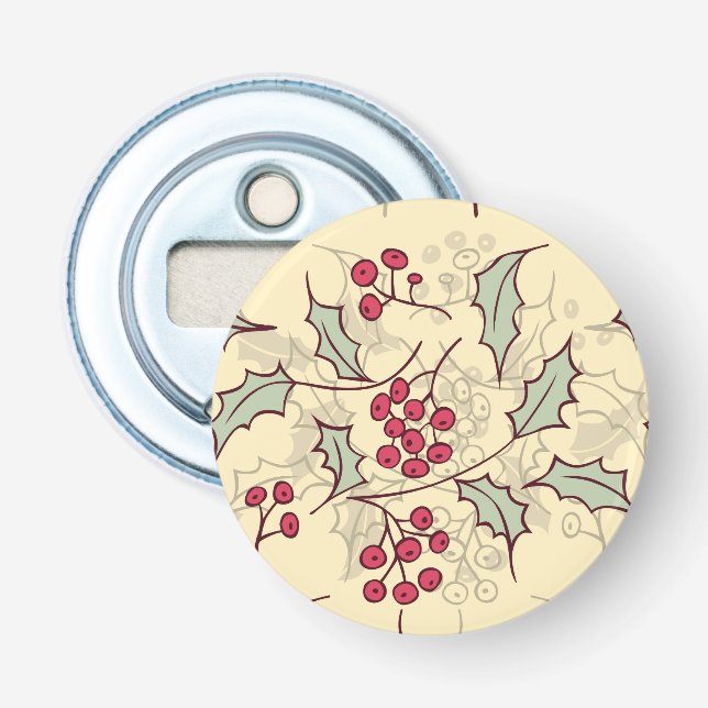 Holly berry pattern design bottle opener (Front)