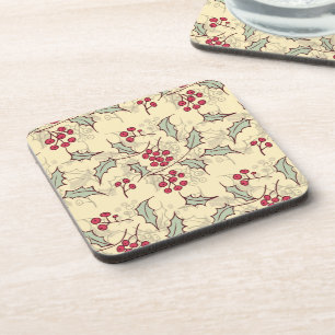 Holly berry pattern design coaster