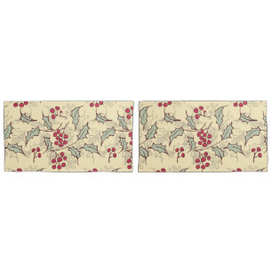Holly berry pattern design pillowcase