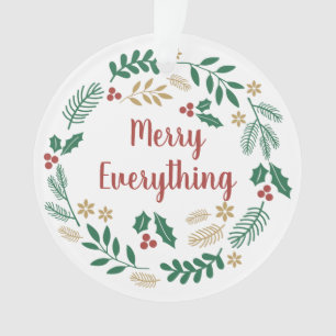 Holly Berry Pine Wreath Merry Everything Photo Ornament