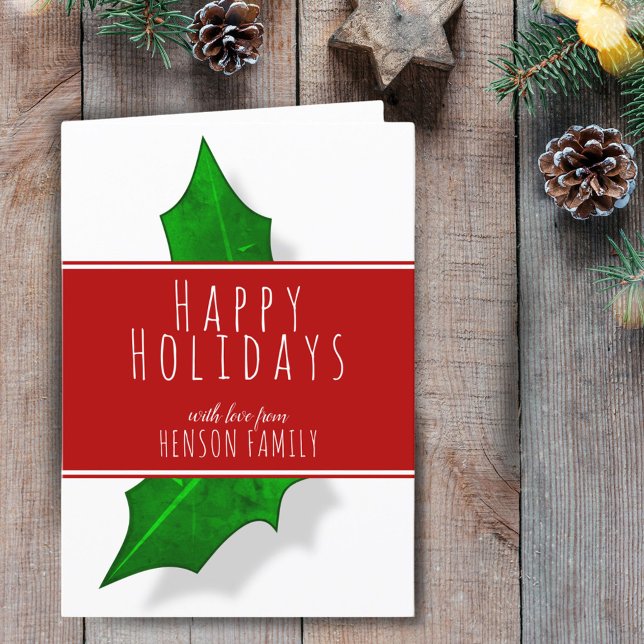 Holly Berry Plant Red Family Christmas Happy Holiday Card (Creator Uploaded)