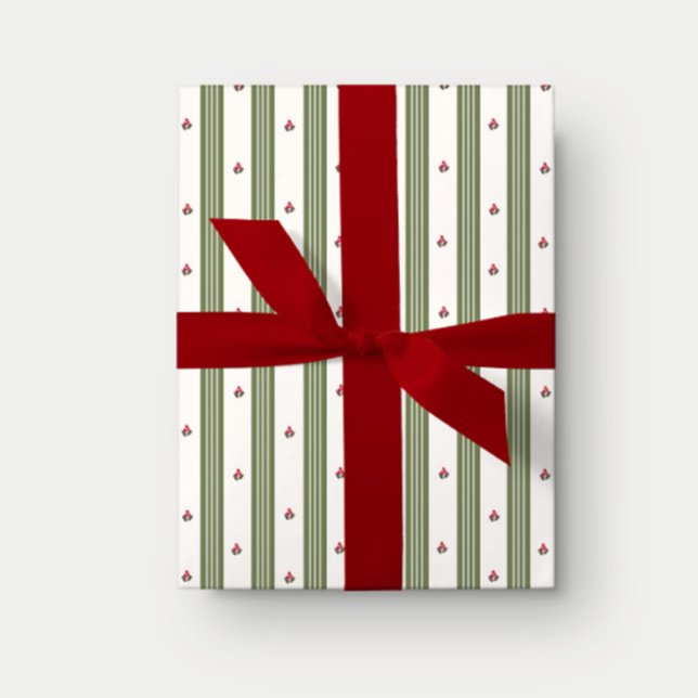 Holly Berry Stripe Wrapping Paper (Creator Uploaded)
