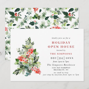 Holly Berry Tree CHRISTMAS HOLIDAY OPEN HOUSE Invitation