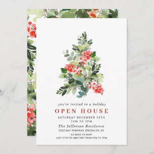 Holly Berry Tree CHRISTMAS HOLIDAY OPEN HOUSE Invitation