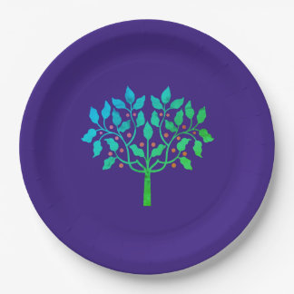 Holly berry tree paper plate