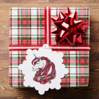 Holly Berry Unicorn Tree Decoration Card