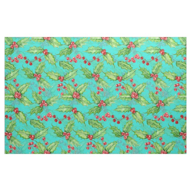 Holly berry watercolor fabric (Fat Quarter)