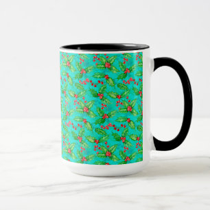 Holly berry watercolor mug