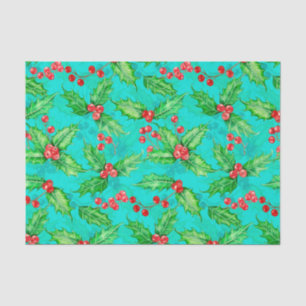 Holly berry watercolor tissue paper