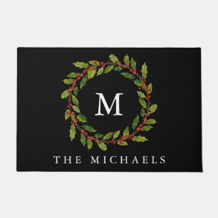 Holly Berry Wreath Christmas Doormat