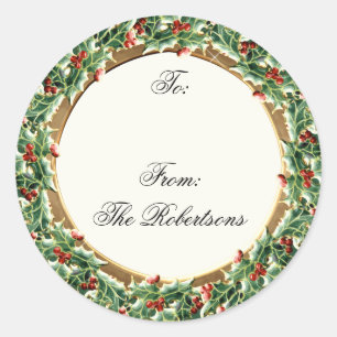 Holly Berry Wreath w Jewels Christmas Gift Tags
