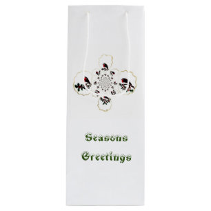 Holly Birds Robin Seasons Greetings Wine Gift Bag