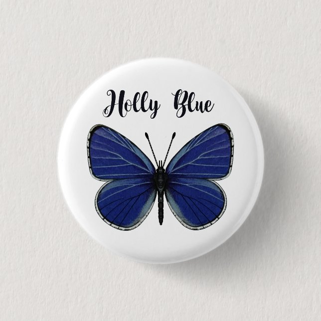Holly Blue Butterfly Round Badge (Front)
