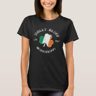 HOLLY BLUFF MISSISSIPPI Irish Shamrock Badge T-Shirt