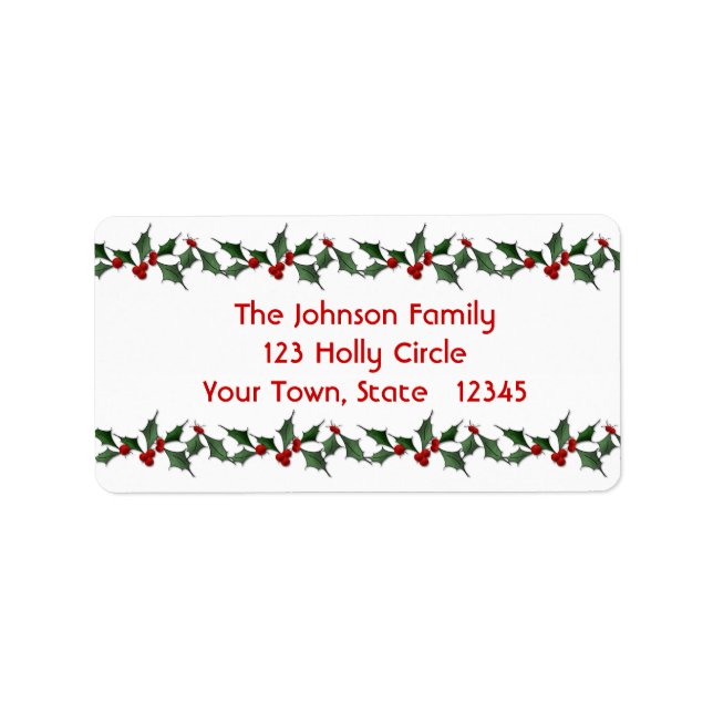 Holly Border Address Label (Front)