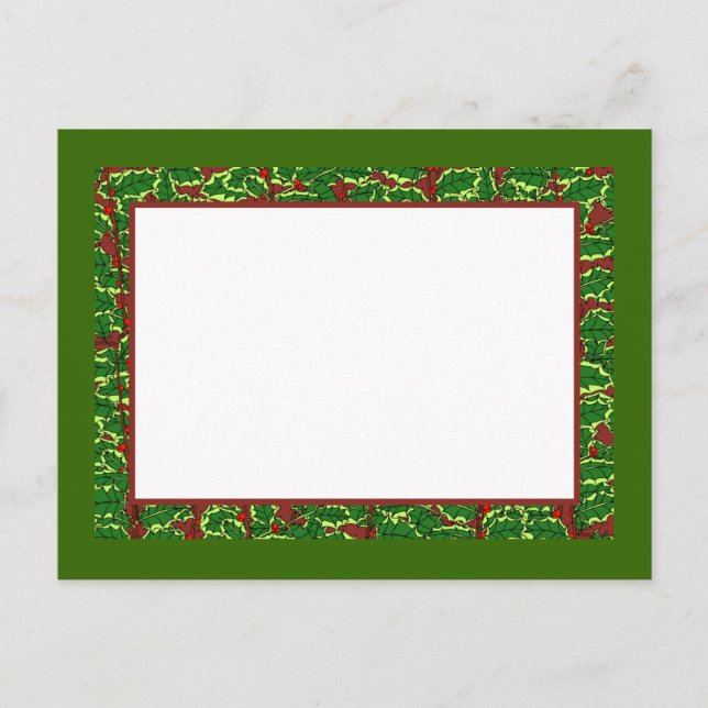 Holly Border Blank Notecards and Postcards (Front)
