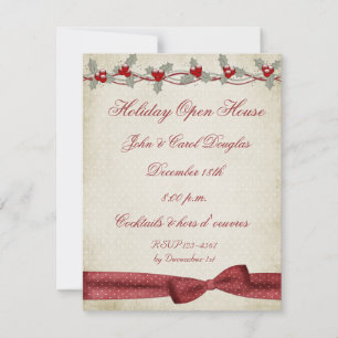 Holly Border Bow Invitation